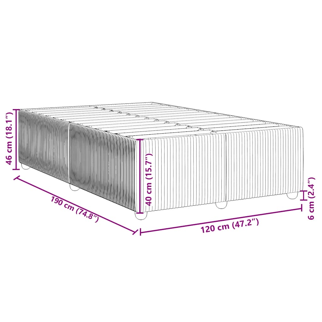 Giroletto senza Materasso Grigio Chiaro 120x190 cm in Tessuto