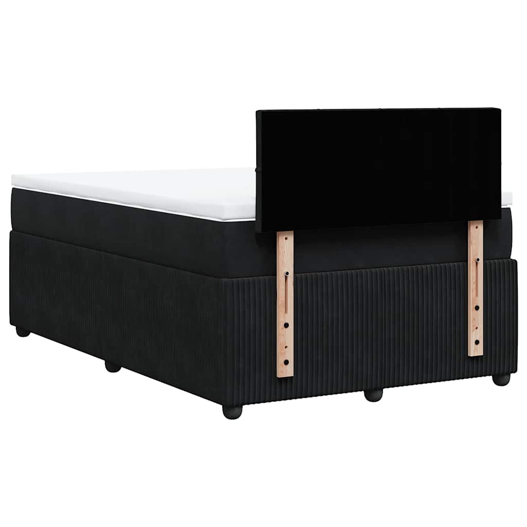 Giroletto a Molle con Materasso Nero 120x200 cm in Velluto