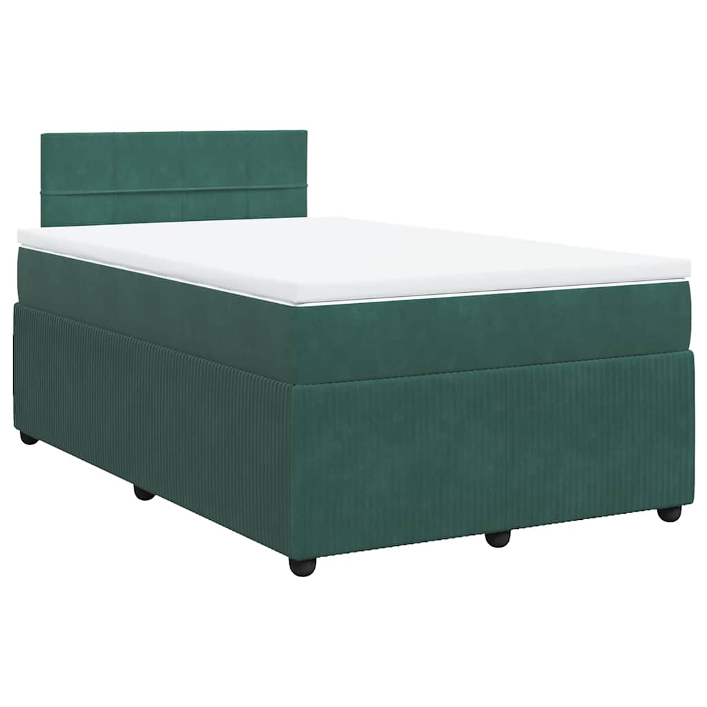 Giroletto a Molle con Materasso Verde Scuro 120x200 cm Velluto