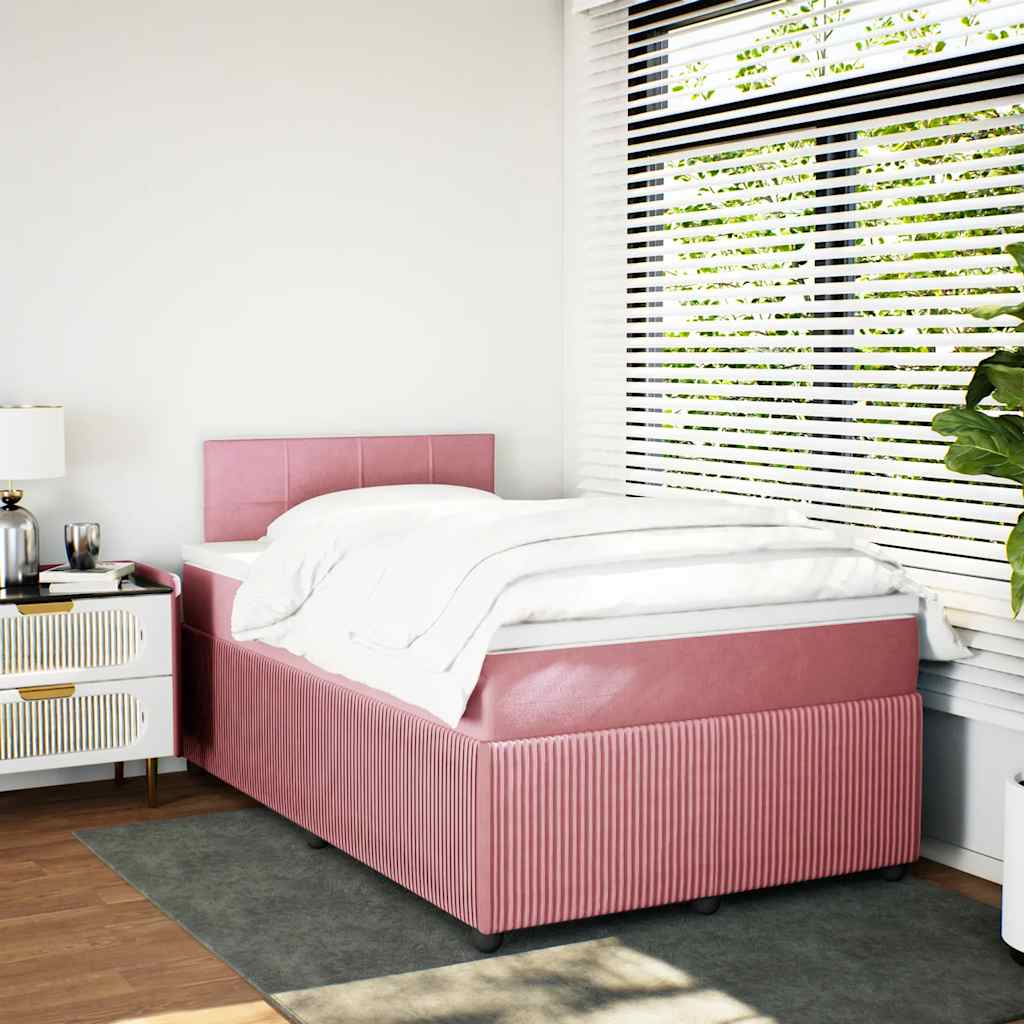 Giroletto a Molle con Materasso Rosa 120x200 cm in Velluto