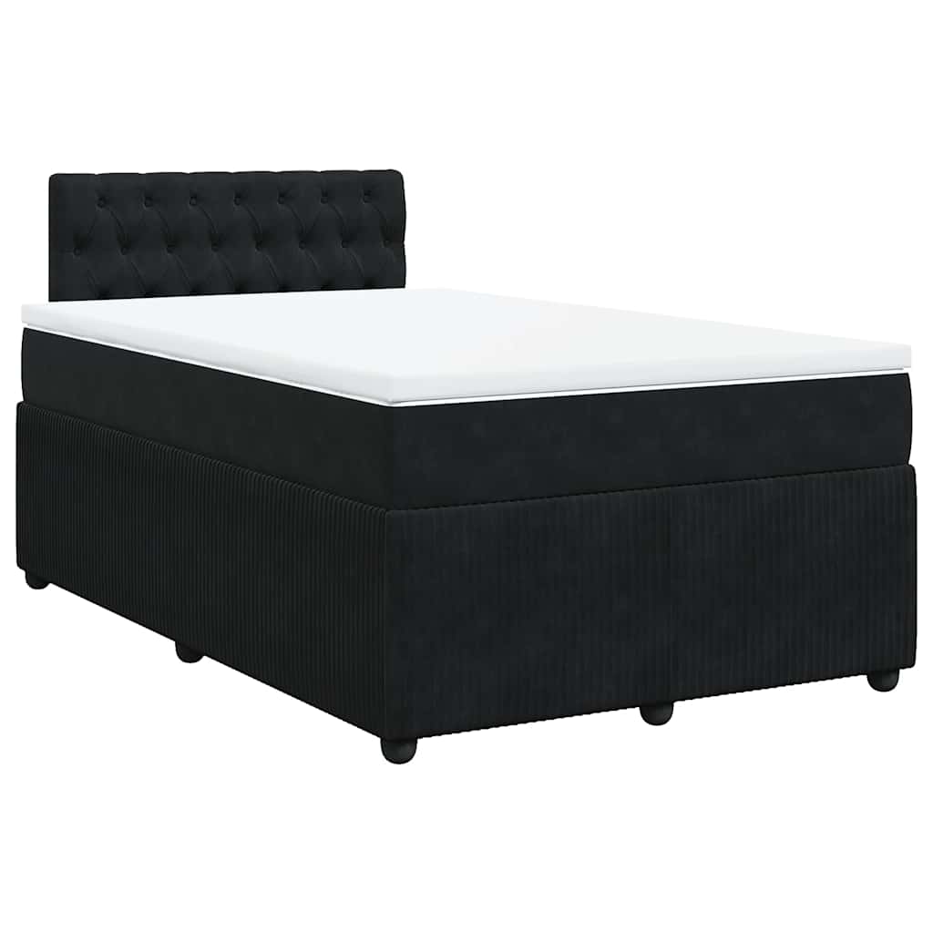 Giroletto a Molle con Materasso Nero 120x200 cm in Velluto