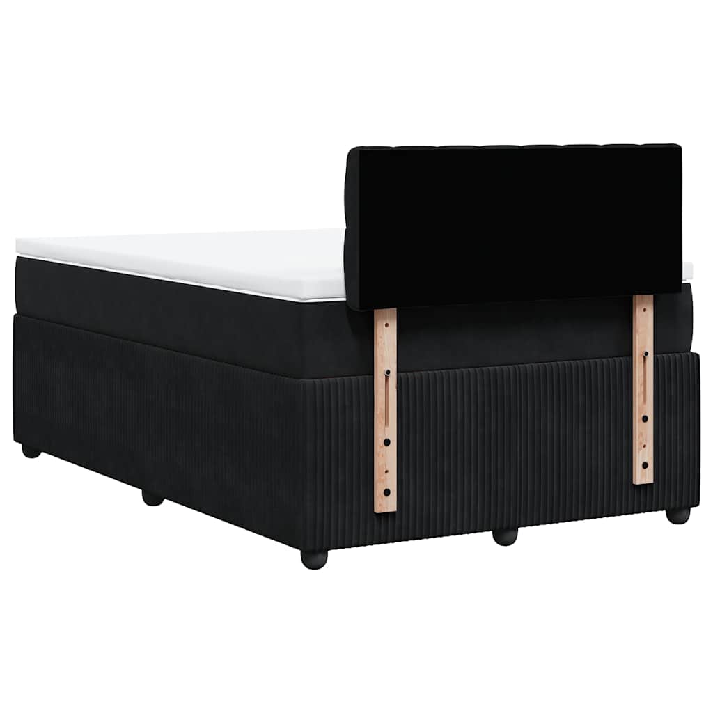 Giroletto a Molle con Materasso Nero 120x200 cm in Velluto
