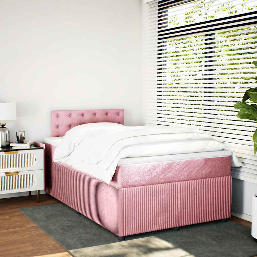 Giroletto a Molle con Materasso Rosa 120x200 cm in Velluto