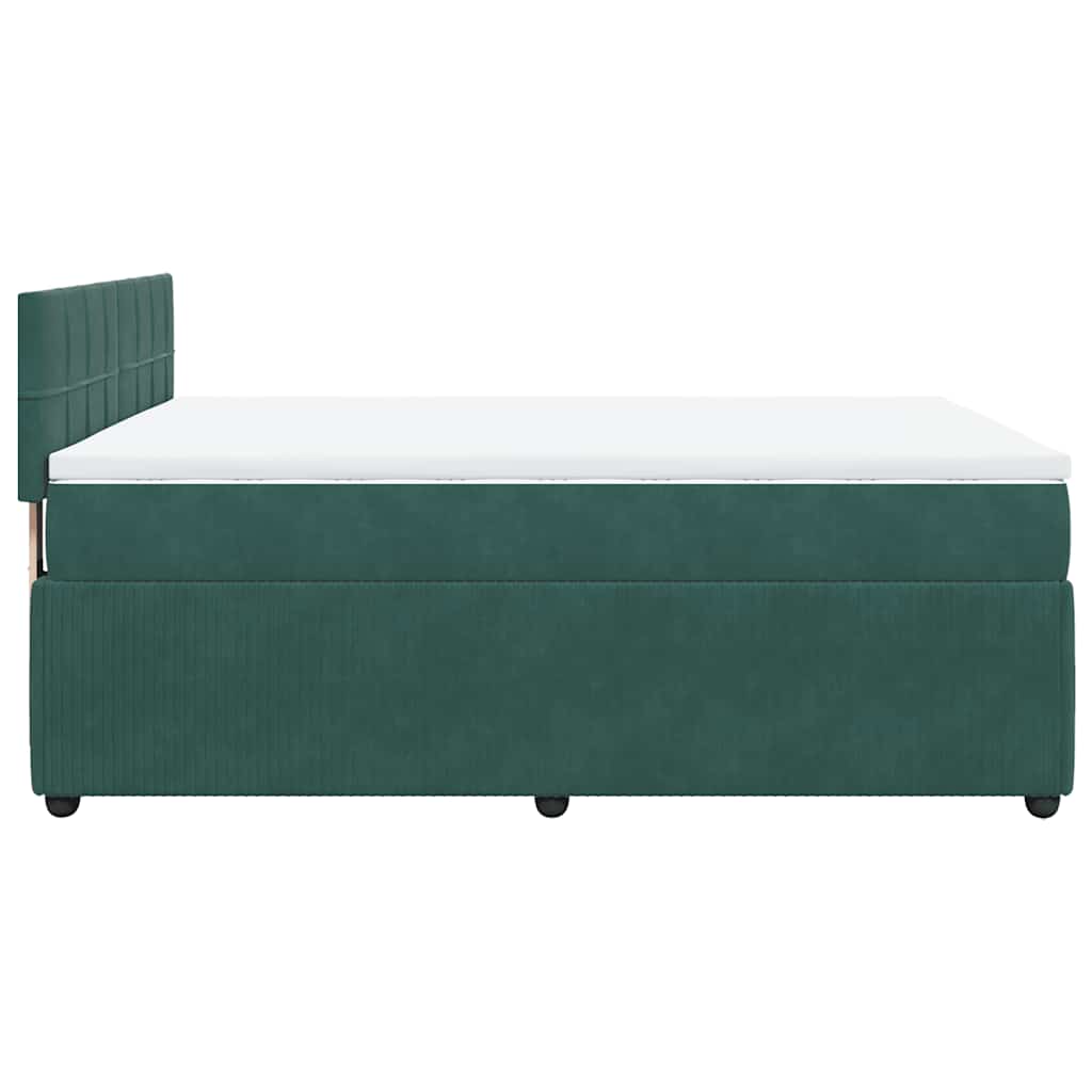 Giroletto a Molle con Materasso Verde Scuro 140x190 cm Velluto