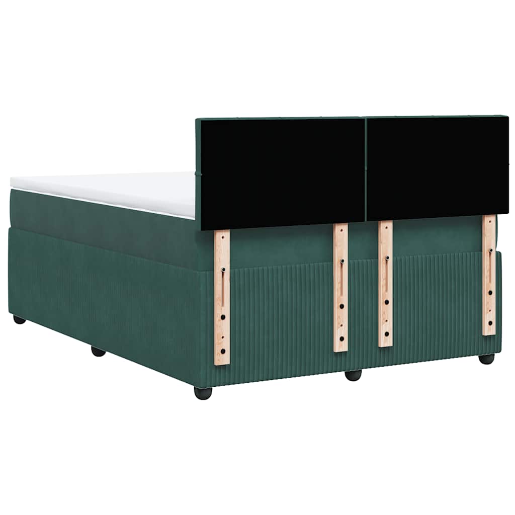 Giroletto a Molle con Materasso Verde Scuro 140x190 cm Velluto