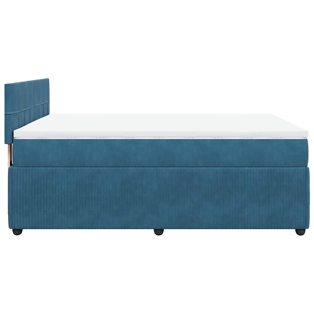 Giroletto a Molle con Materasso Blu 140x190 cm in Velluto