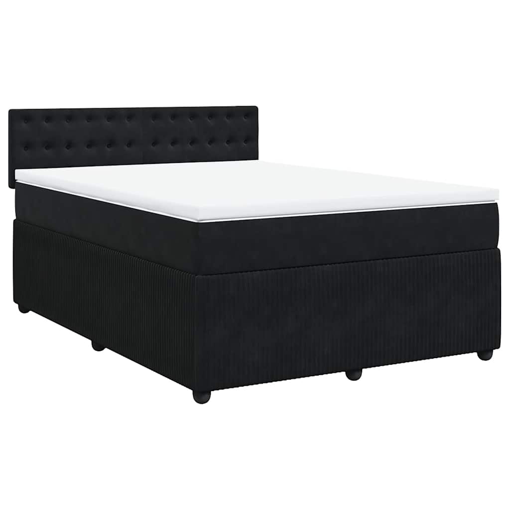 Giroletto a Molle con Materasso Nero 140x190 cm in Velluto