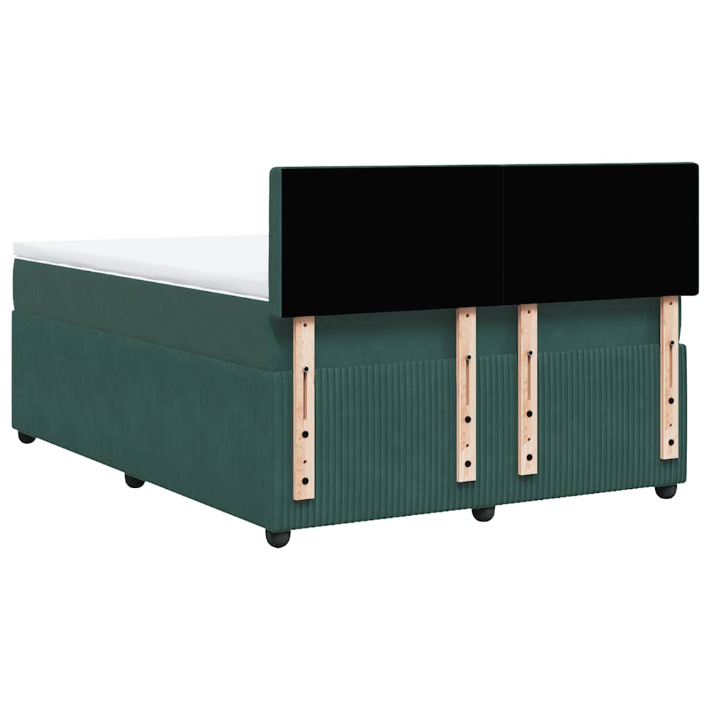 Giroletto a Molle con Materasso Verde Scuro 140x190 cm Velluto