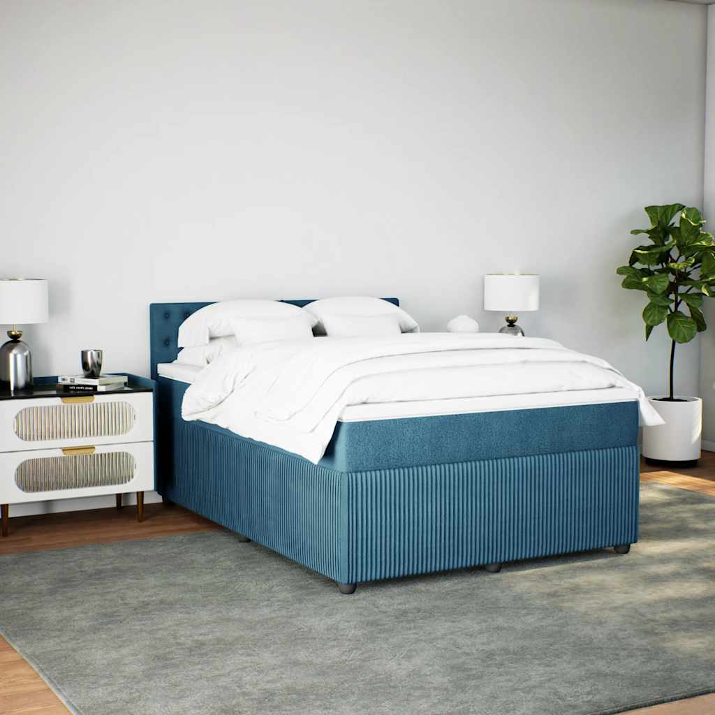 Giroletto a Molle con Materasso Blu 140x190 cm in Velluto