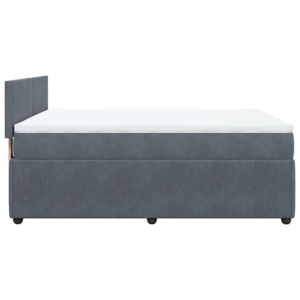 Giroletto a Molle con Materasso Grigio Scuro 140x200 cm Velluto
