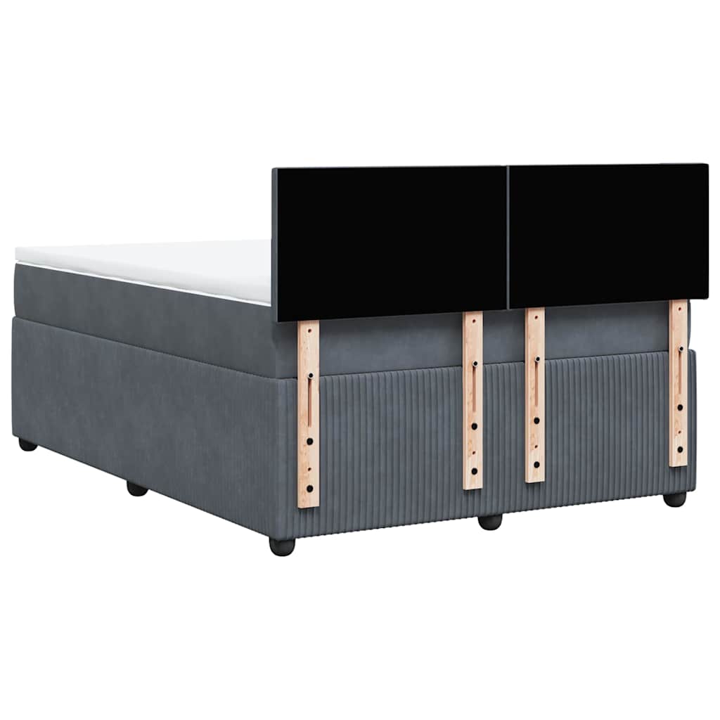 Giroletto a Molle con Materasso Grigio Scuro 140x200 cm Velluto