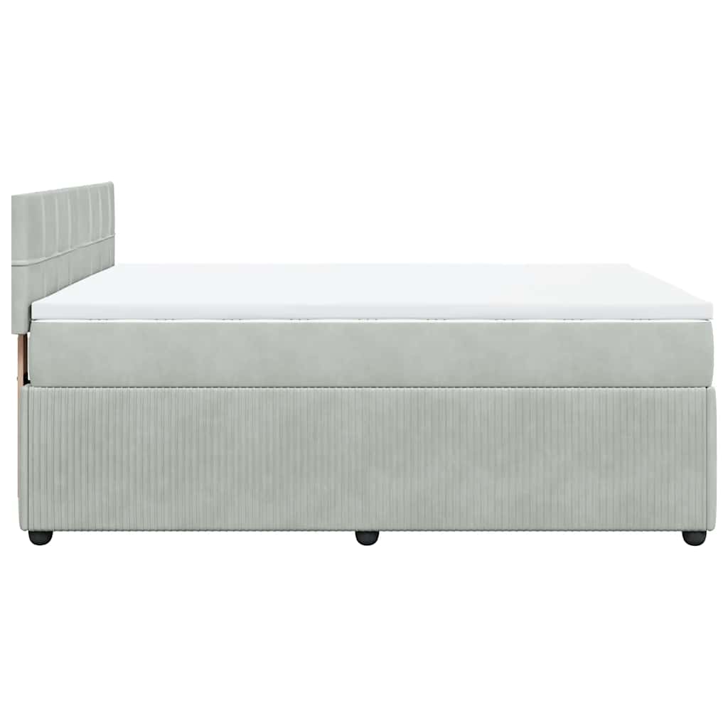 Giroletto a Molle con Materasso Grigio Chiaro 140x200cm Velluto