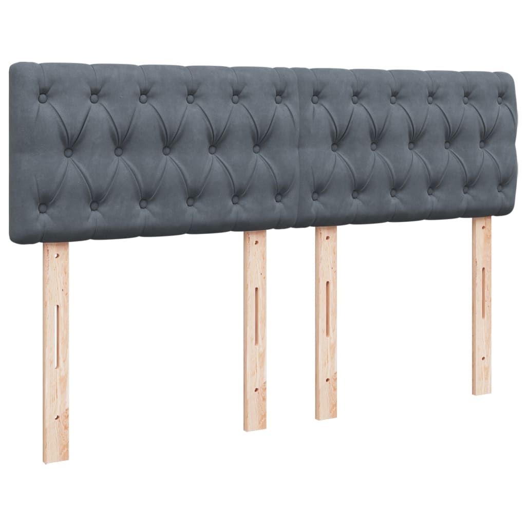 Giroletto a Molle con Materasso Grigio Scuro 140x200 cm Velluto