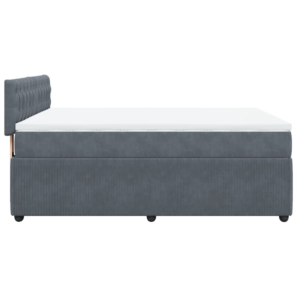 Giroletto a Molle con Materasso Grigio Scuro 140x200 cm Velluto