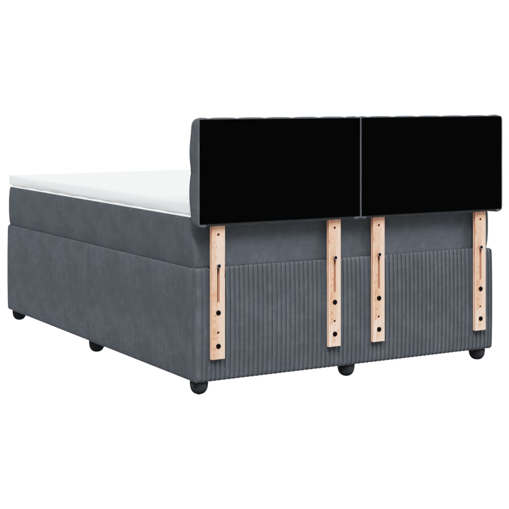 Giroletto a Molle con Materasso Grigio Scuro 140x200 cm Velluto