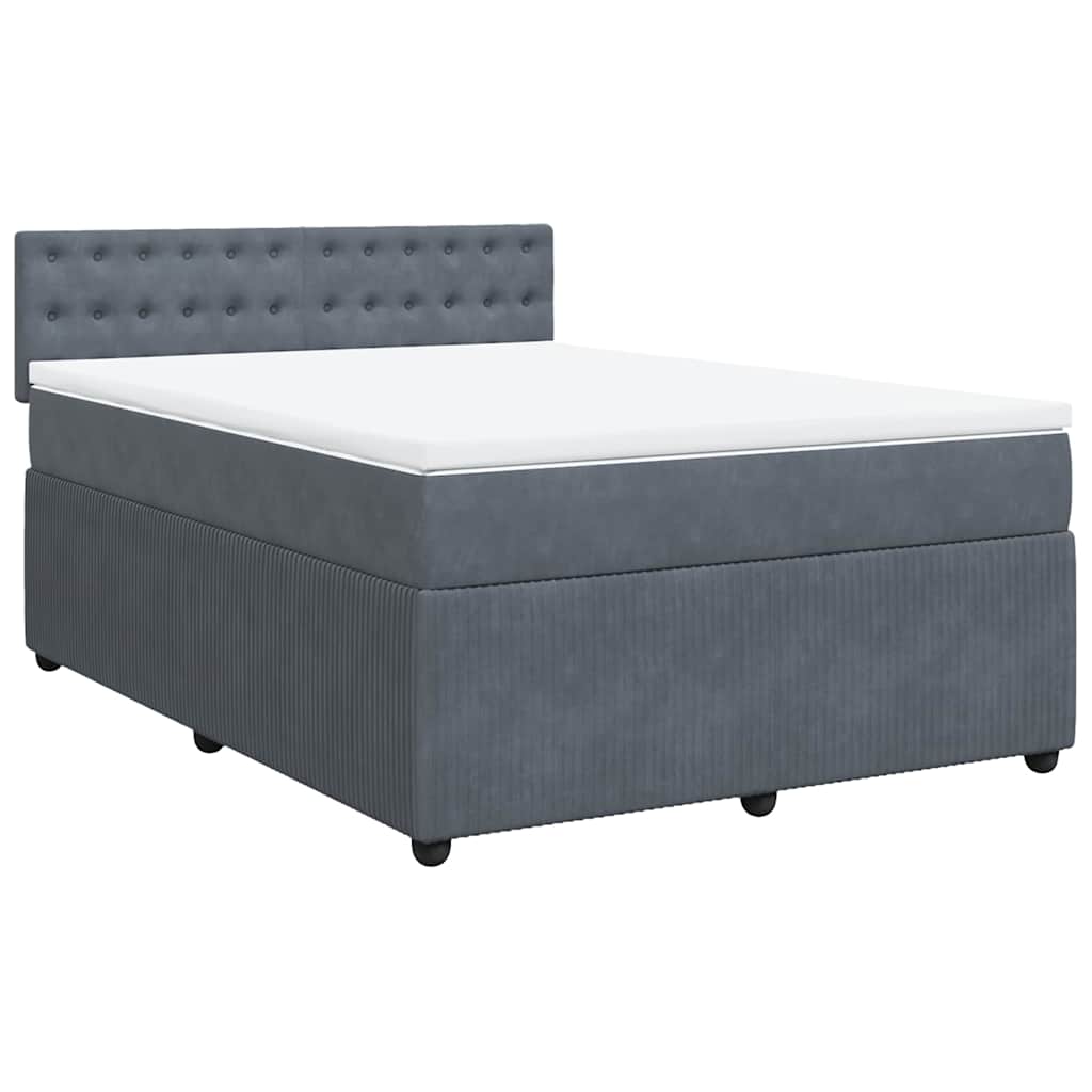 Giroletto a Molle con Materasso Grigio Scuro 140x200 cm Velluto
