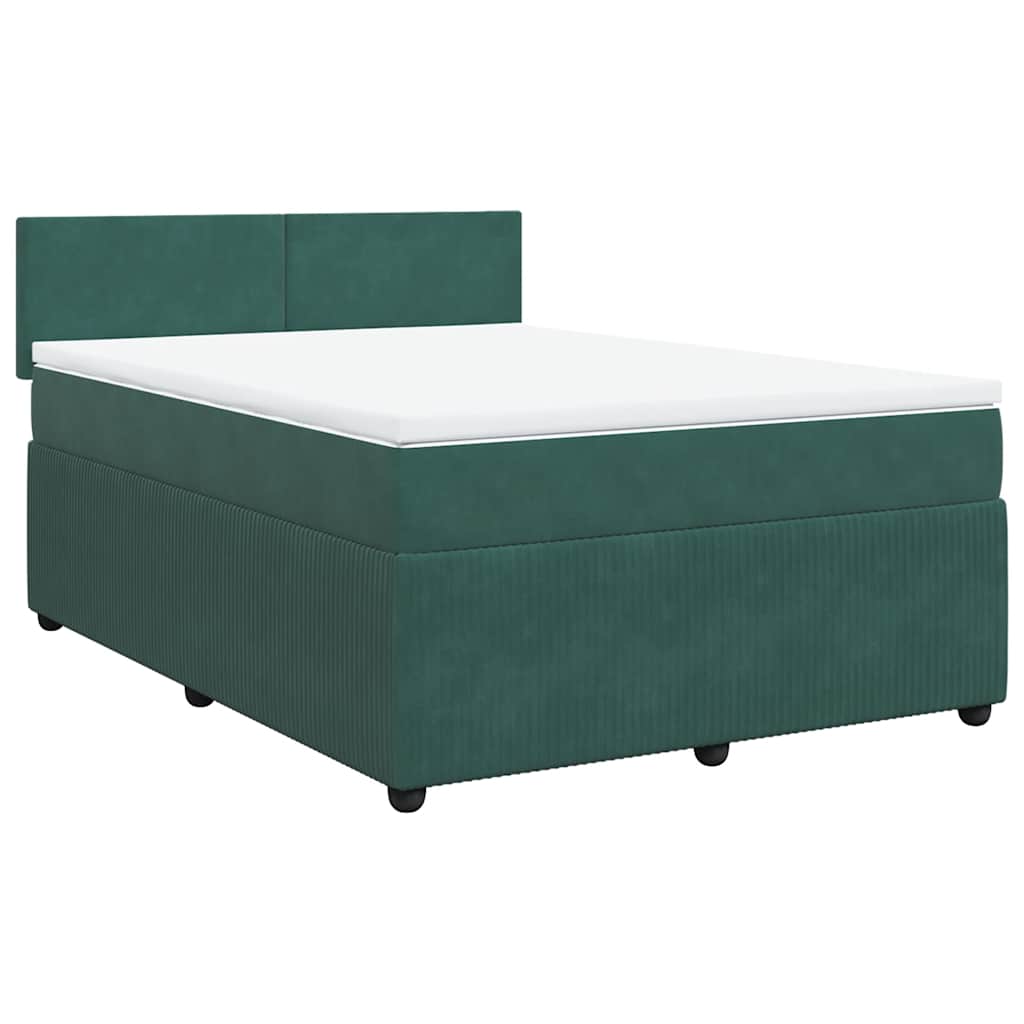 Giroletto a Molle con Materasso Verde Scuro 160x200 cm Velluto