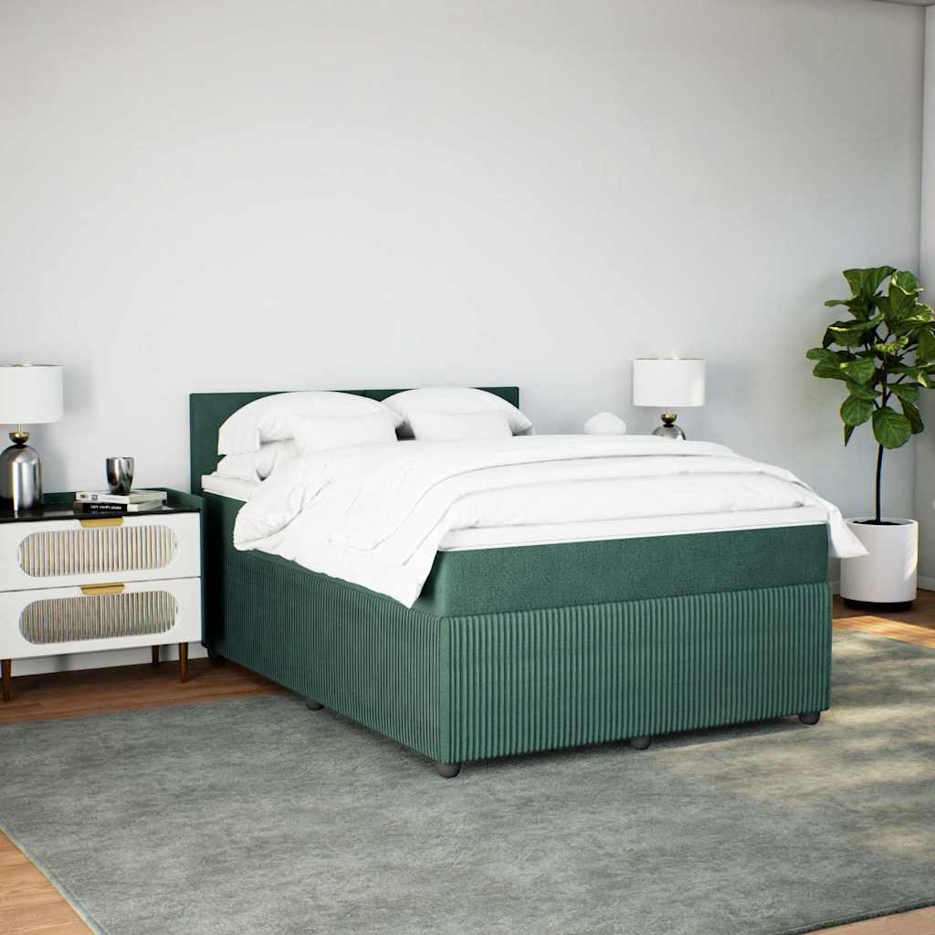Giroletto a Molle con Materasso Verde Scuro 160x200 cm Velluto