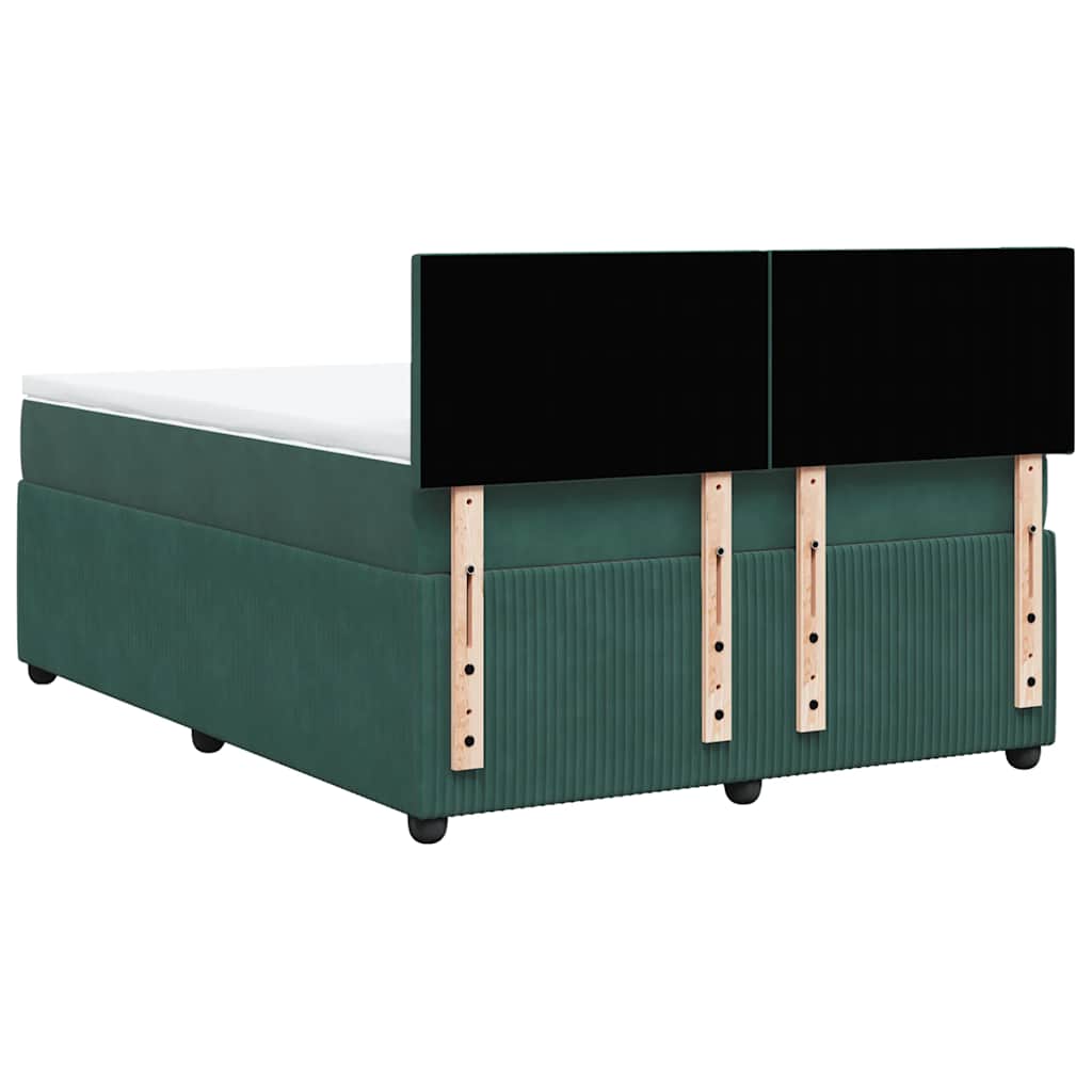 Giroletto a Molle con Materasso Verde Scuro 160x200 cm Velluto