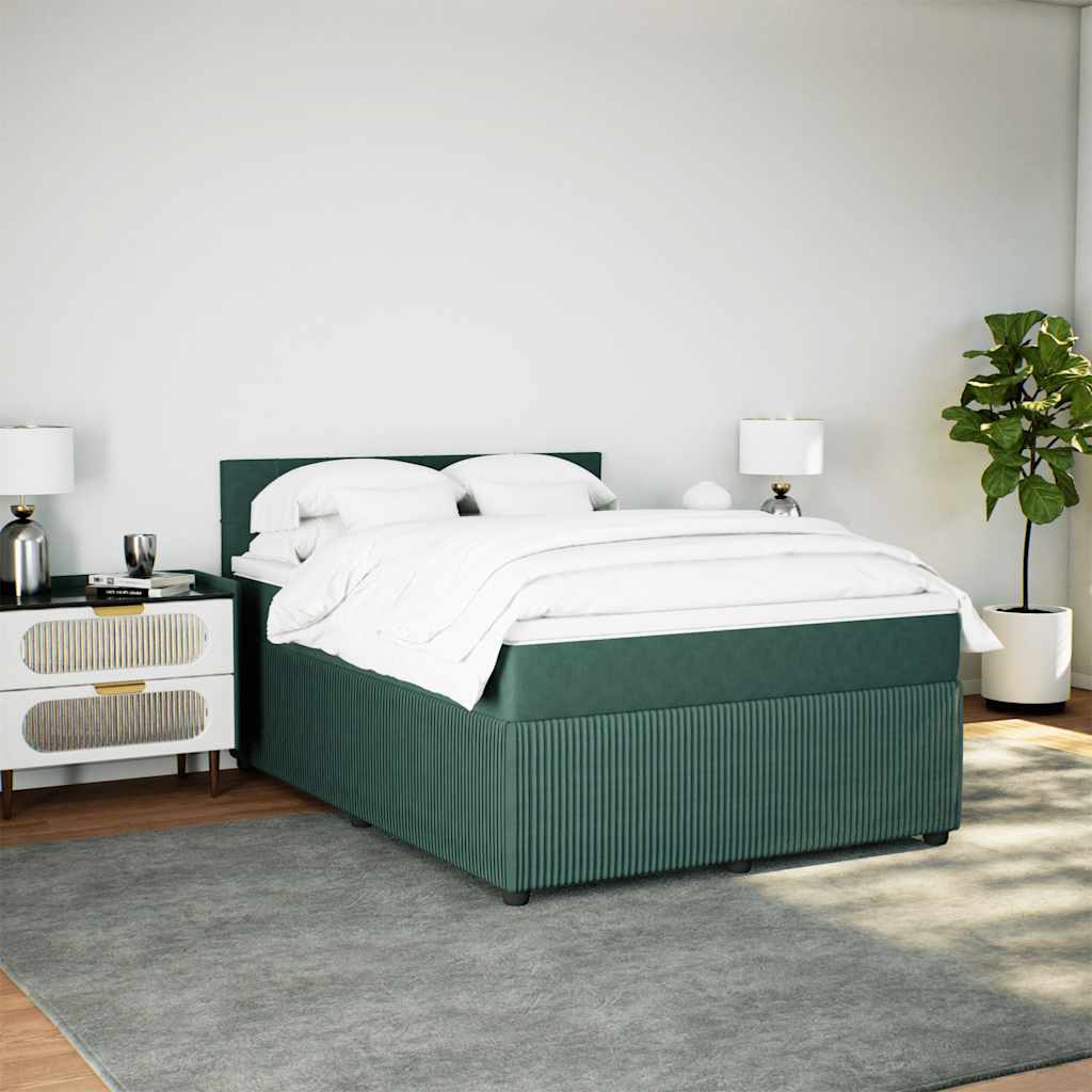 Giroletto a Molle con Materasso Verde Scuro 160x200 cm Velluto
