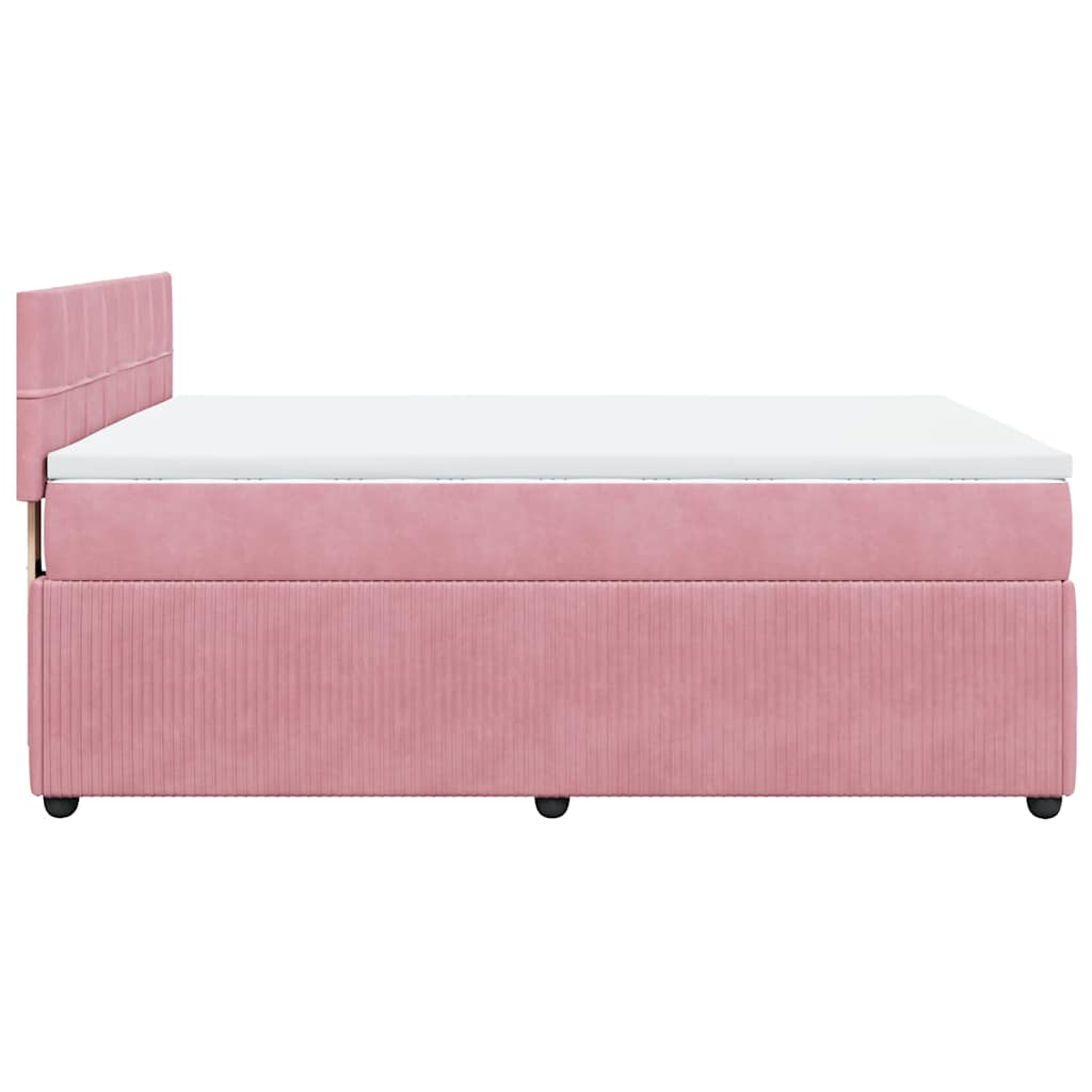 Giroletto a Molle con Materasso Rosa 160x200 cm in Velluto