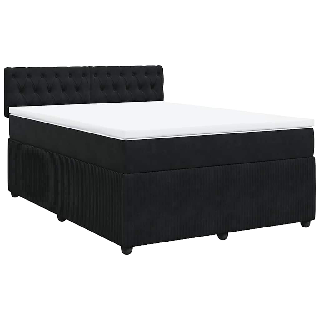 Giroletto a Molle con Materasso Nero 160x200 cm in Velluto