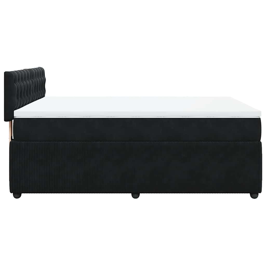 Giroletto a Molle con Materasso Nero 160x200 cm in Velluto