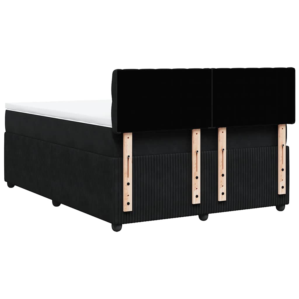 Giroletto a Molle con Materasso Nero 160x200 cm in Velluto