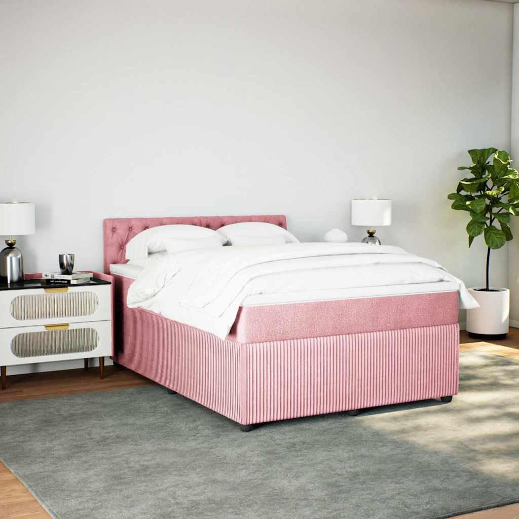 Giroletto a Molle con Materasso Rosa 160x200 cm in Velluto