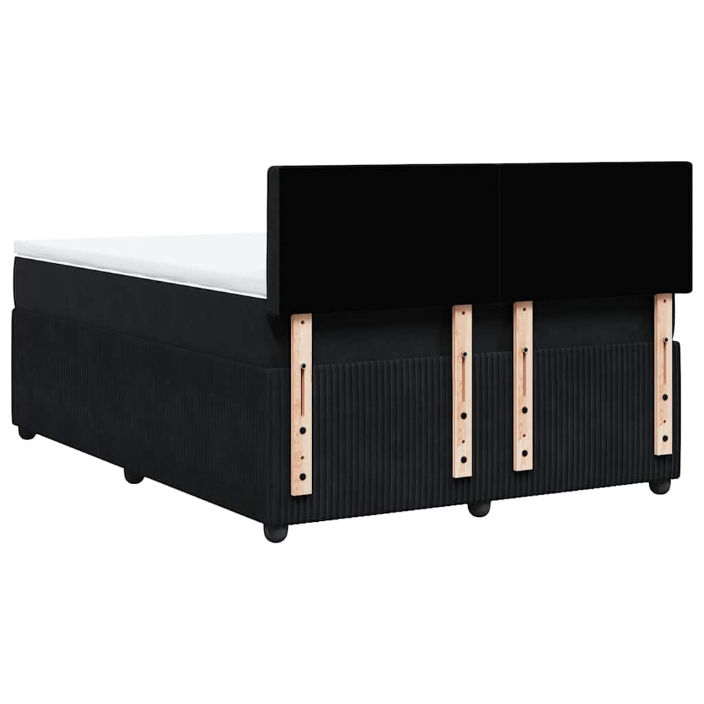 Giroletto a Molle con Materasso Nero 160x200 cm in Velluto
