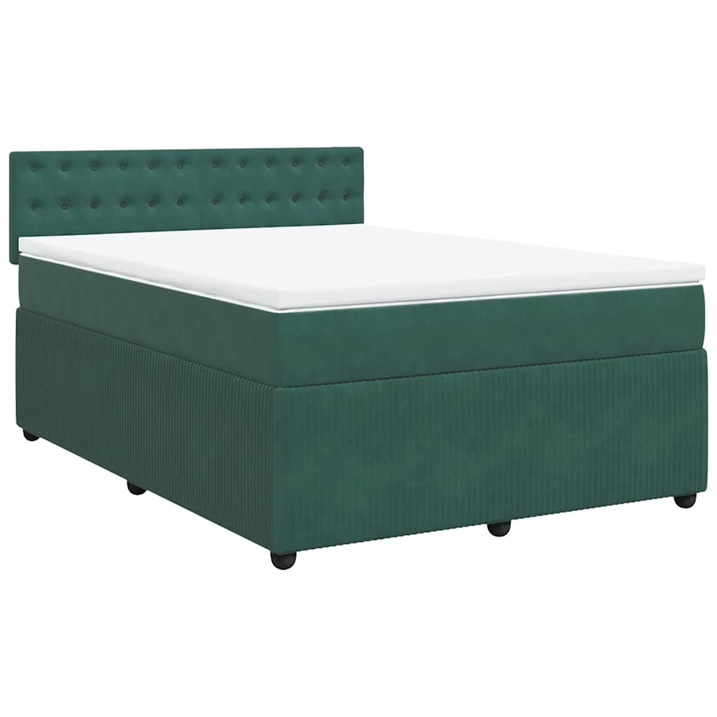 Giroletto a Molle con Materasso Verde Scuro 160x200 cm Velluto - homemem39