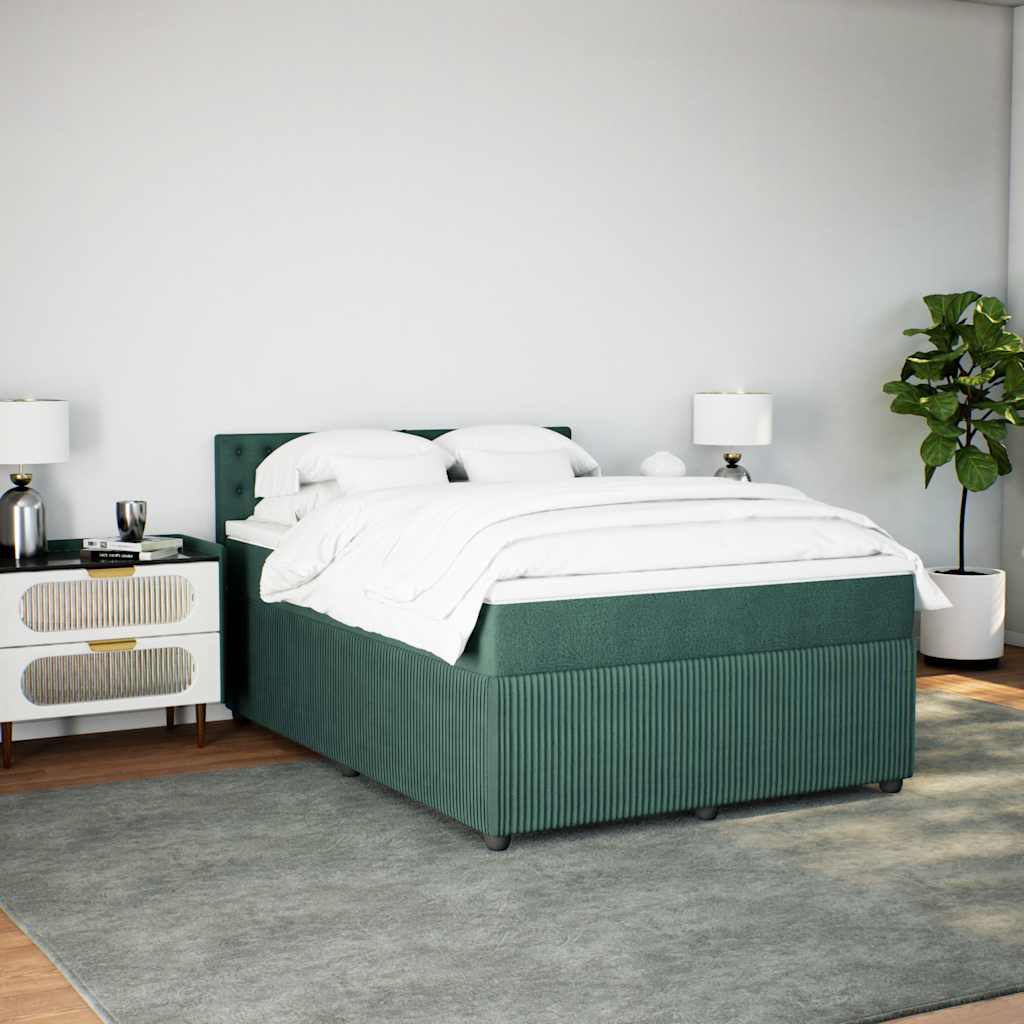 Giroletto a Molle con Materasso Verde Scuro 160x200 cm Velluto - homemem39