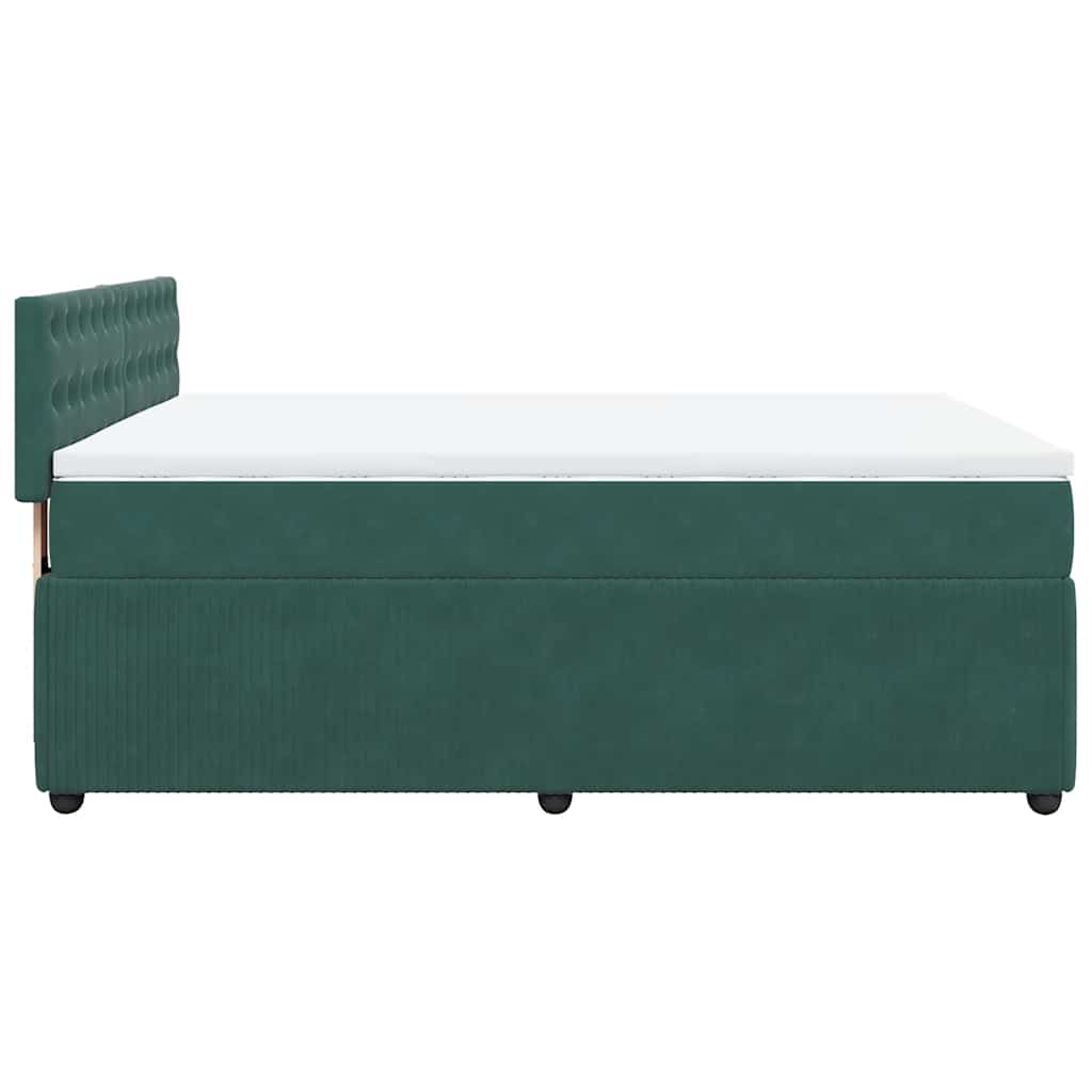 Giroletto a Molle con Materasso Verde Scuro 160x200 cm Velluto - homemem39
