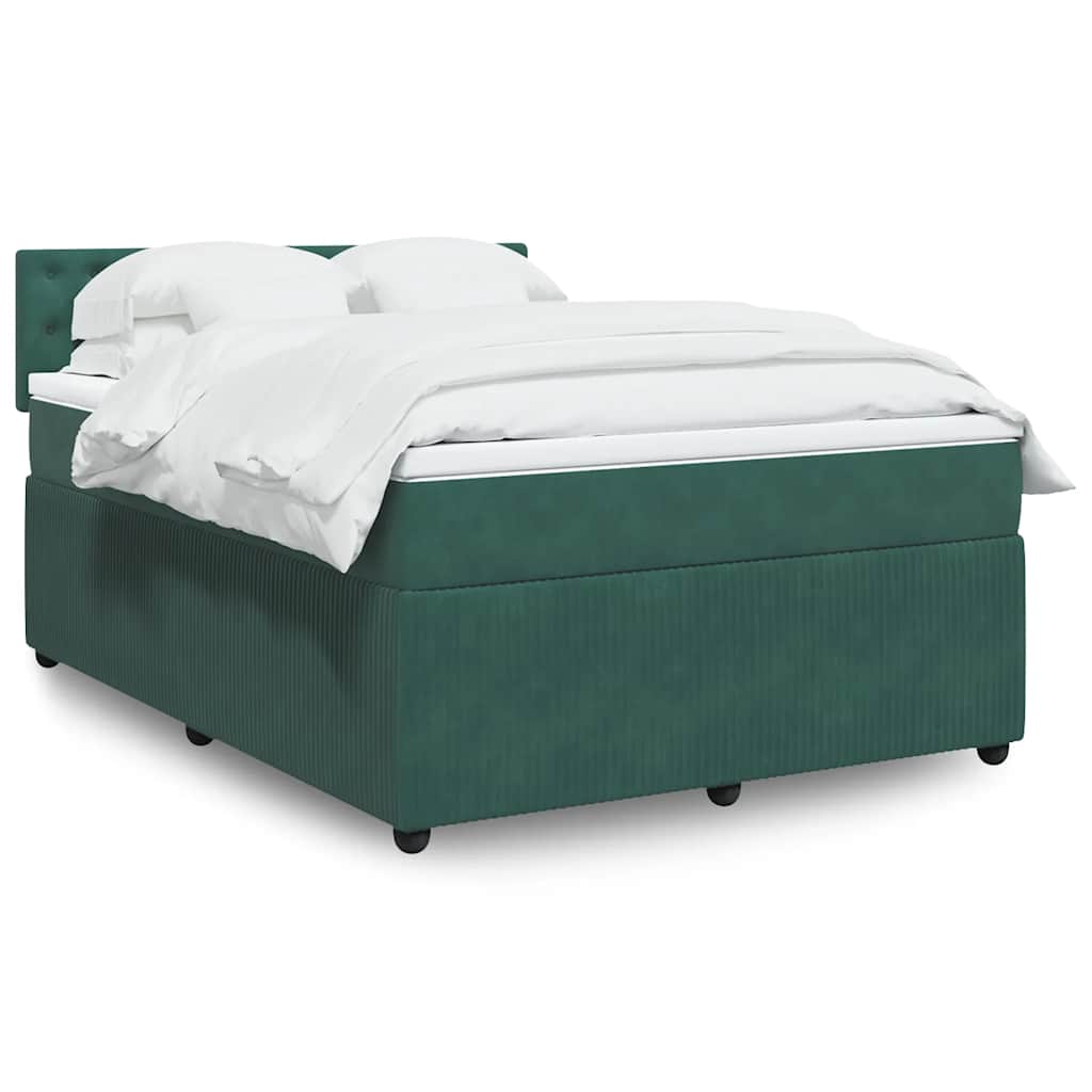 Giroletto a Molle con Materasso Verde Scuro 160x200 cm Velluto - homemem39