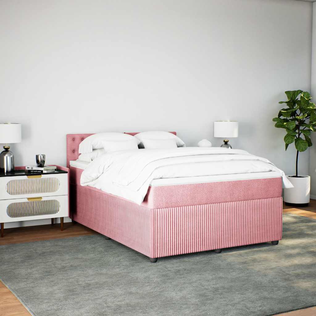 Giroletto a Molle con Materasso Rosa 160x200 cm in Velluto