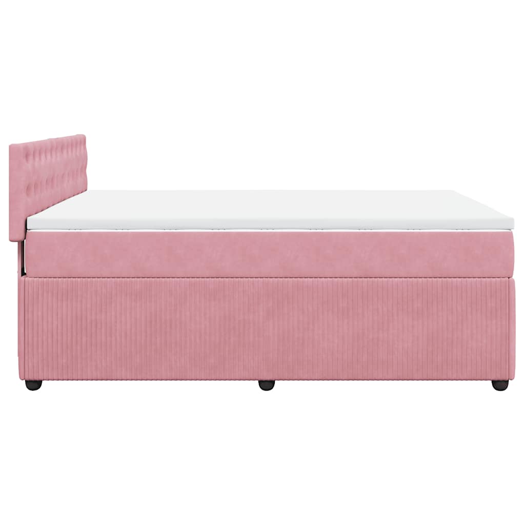 Giroletto a Molle con Materasso Rosa 160x200 cm in Velluto