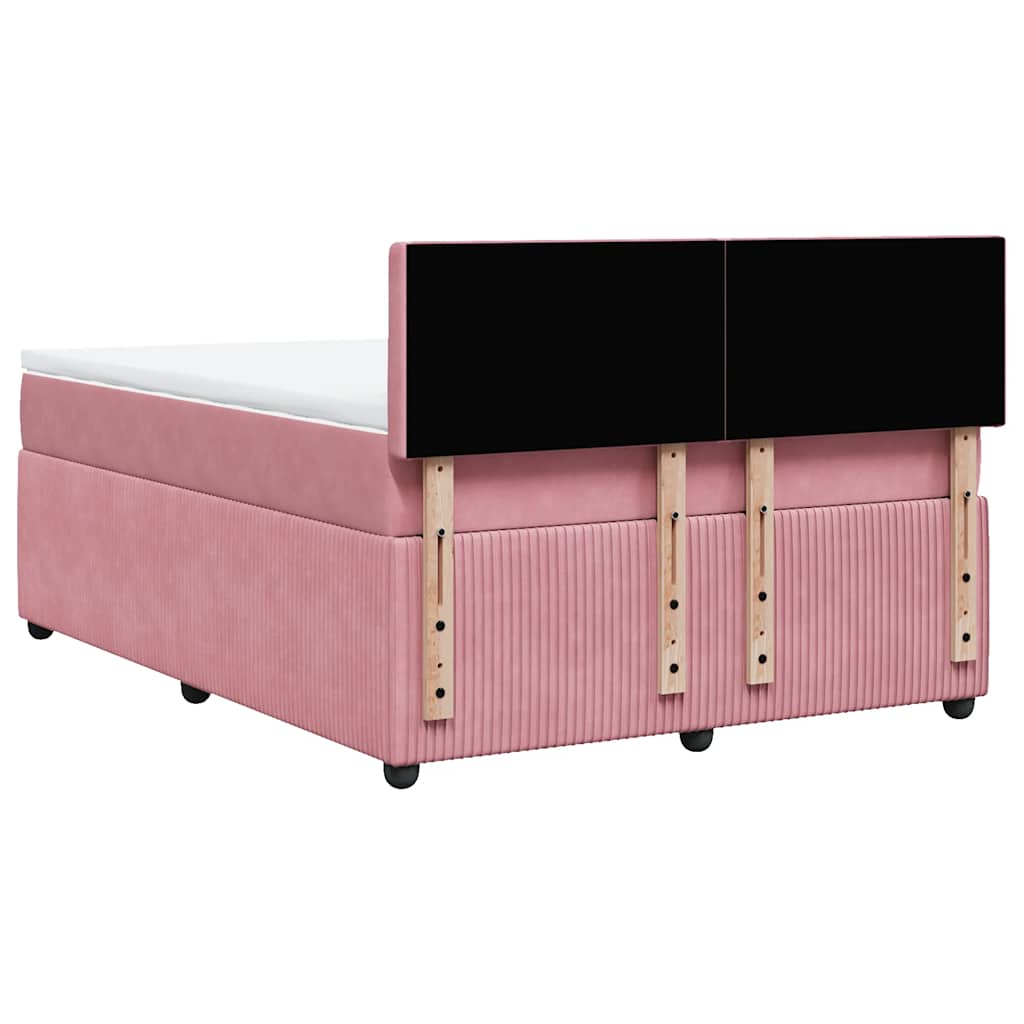 Giroletto a Molle con Materasso Rosa 160x200 cm in Velluto