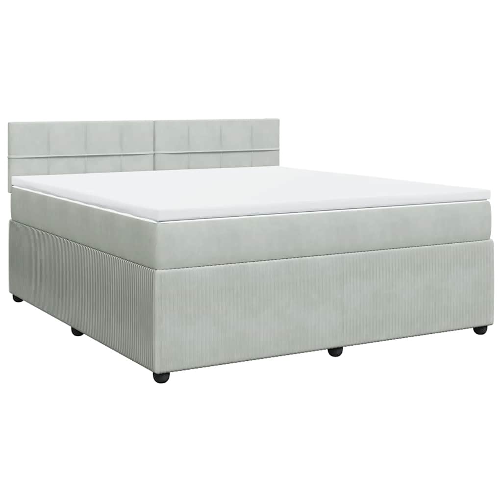 Giroletto a Molle con Materasso Grigio Chiaro 180x200cm Velluto