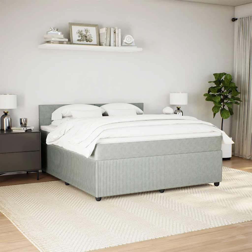 Giroletto a Molle con Materasso Grigio Chiaro 180x200cm Velluto