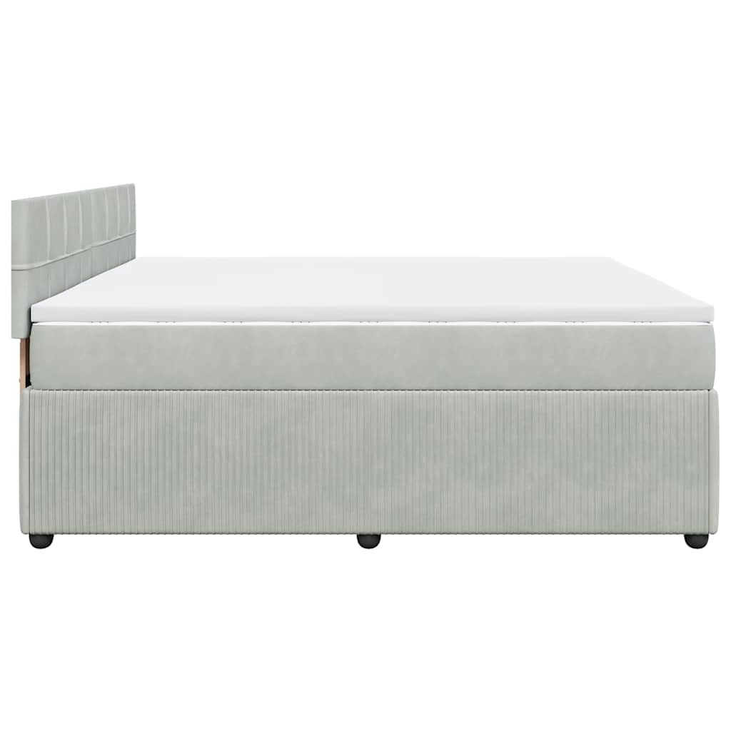 Giroletto a Molle con Materasso Grigio Chiaro 180x200cm Velluto