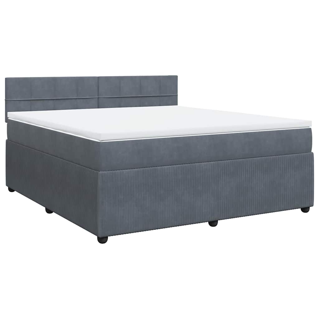 Giroletto a Molle con Materasso Grigio Scuro 180x200 cm Velluto