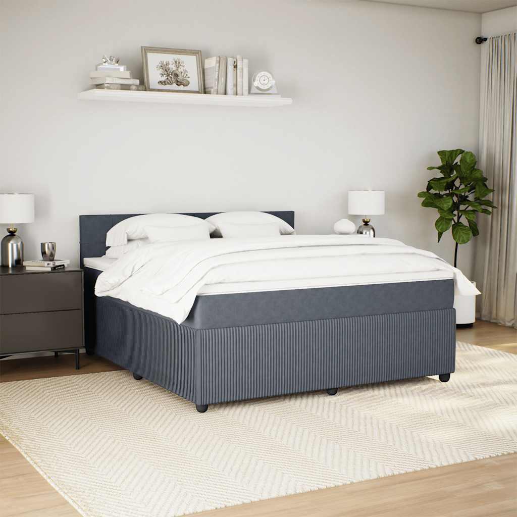 Giroletto a Molle con Materasso Grigio Scuro 180x200 cm Velluto