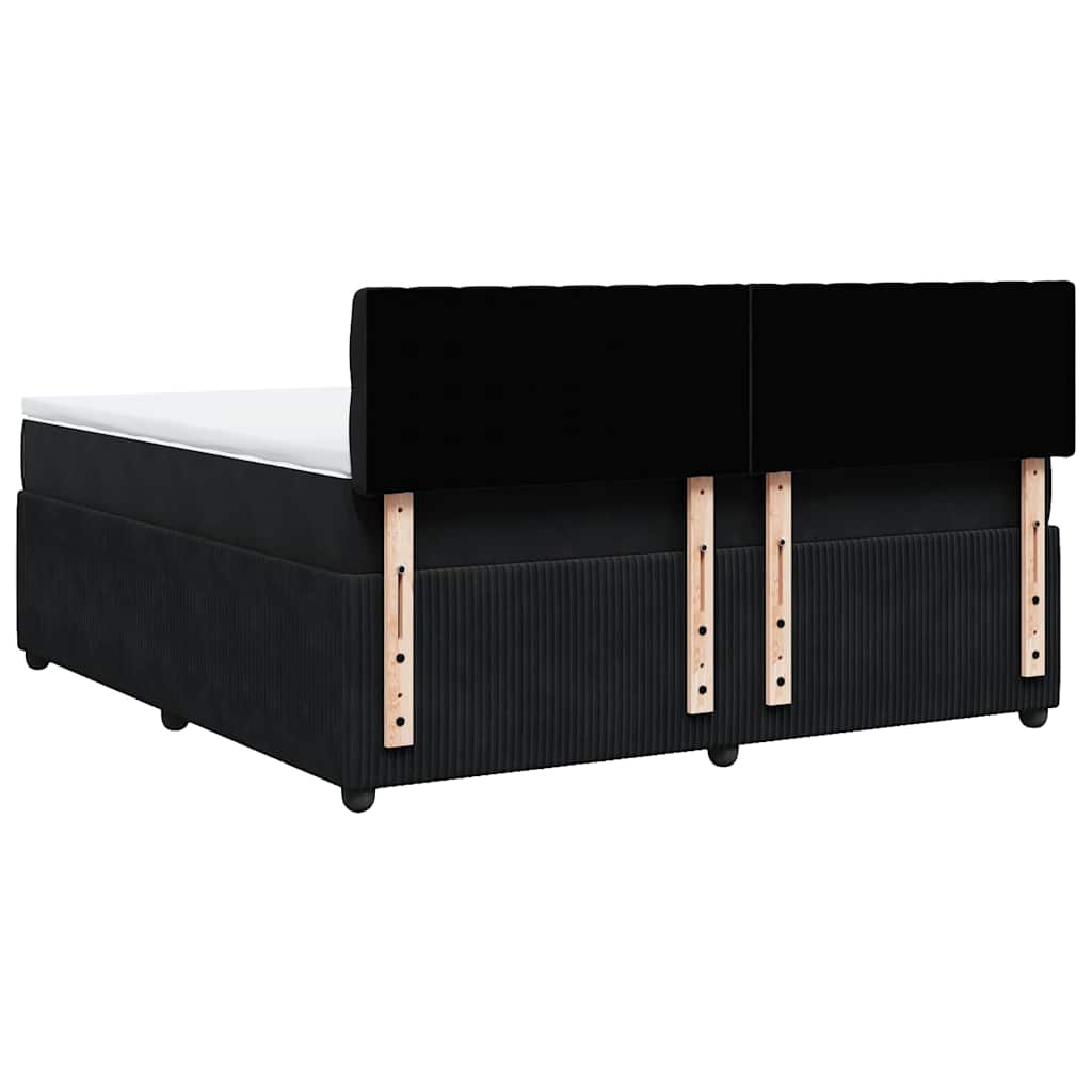 Giroletto a Molle con Materasso Nero 180x200 cm in Velluto