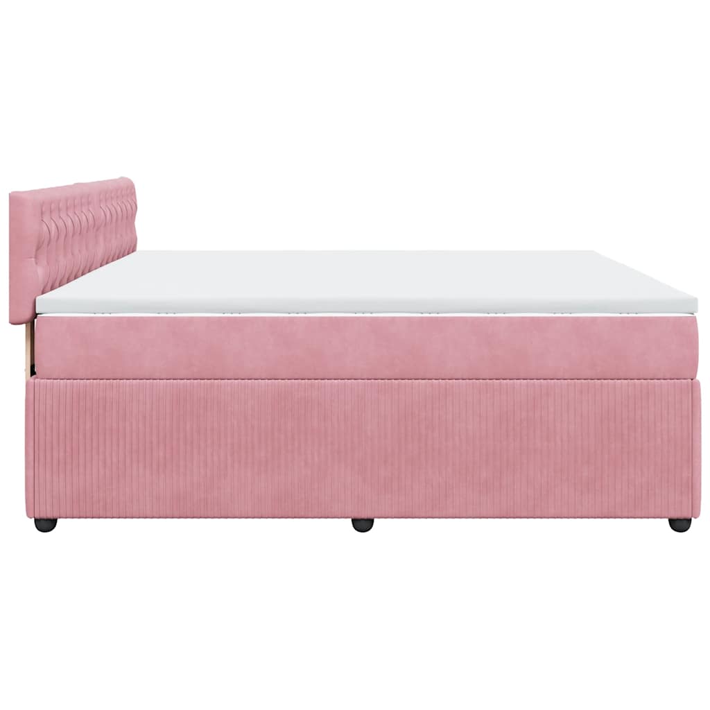 Giroletto a Molle con Materasso Rosa 180x200 cm in Velluto
