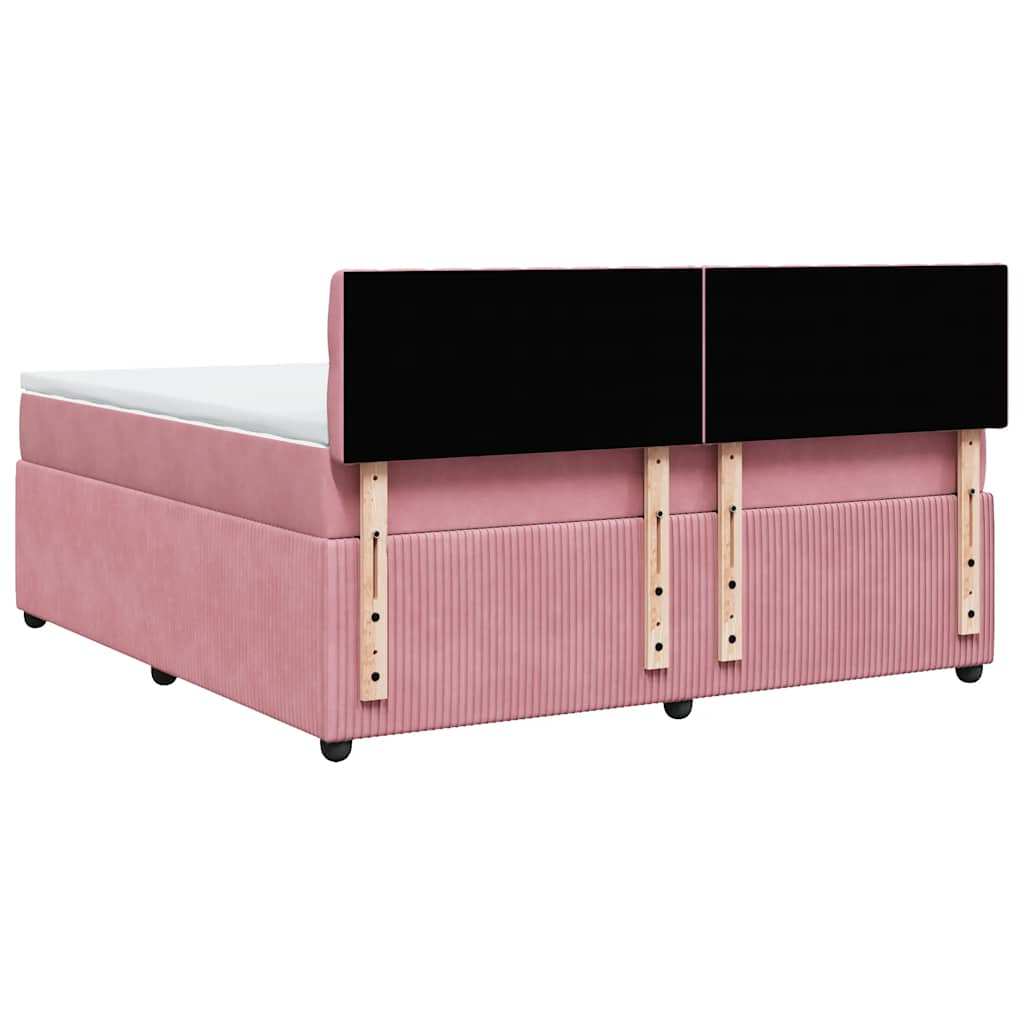 Giroletto a Molle con Materasso Rosa 180x200 cm in Velluto