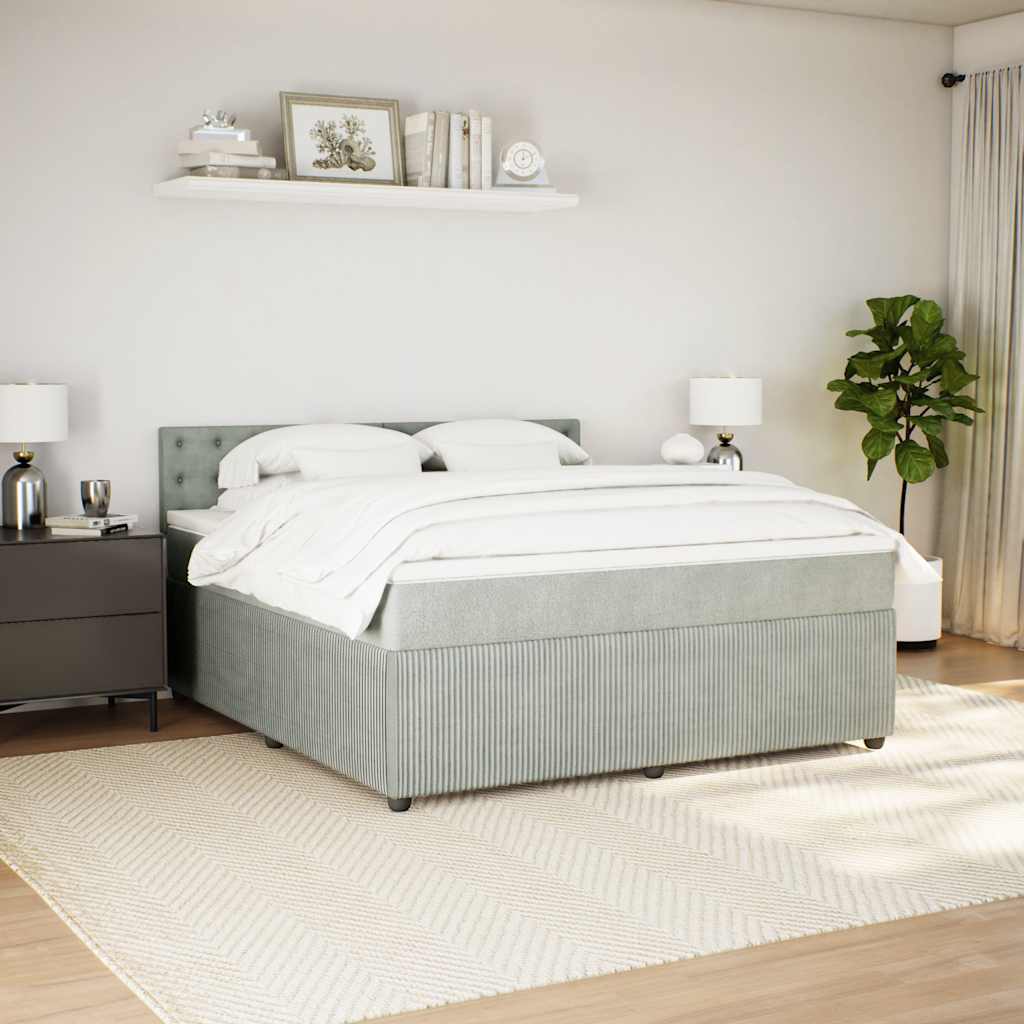 Giroletto a Molle con Materasso Grigio Chiaro 180x200cm Velluto