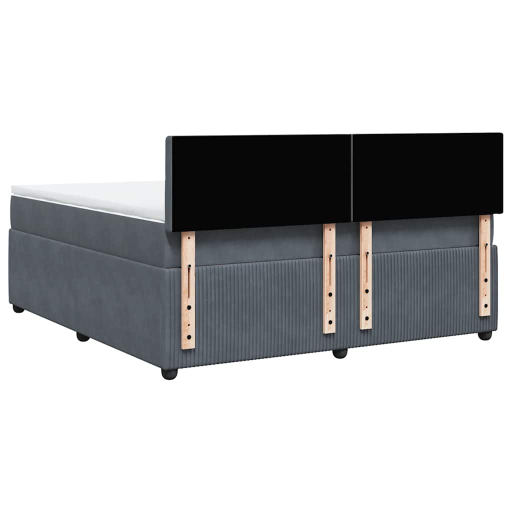 Giroletto a Molle con Materasso Grigio Scuro 180x200 cm Velluto