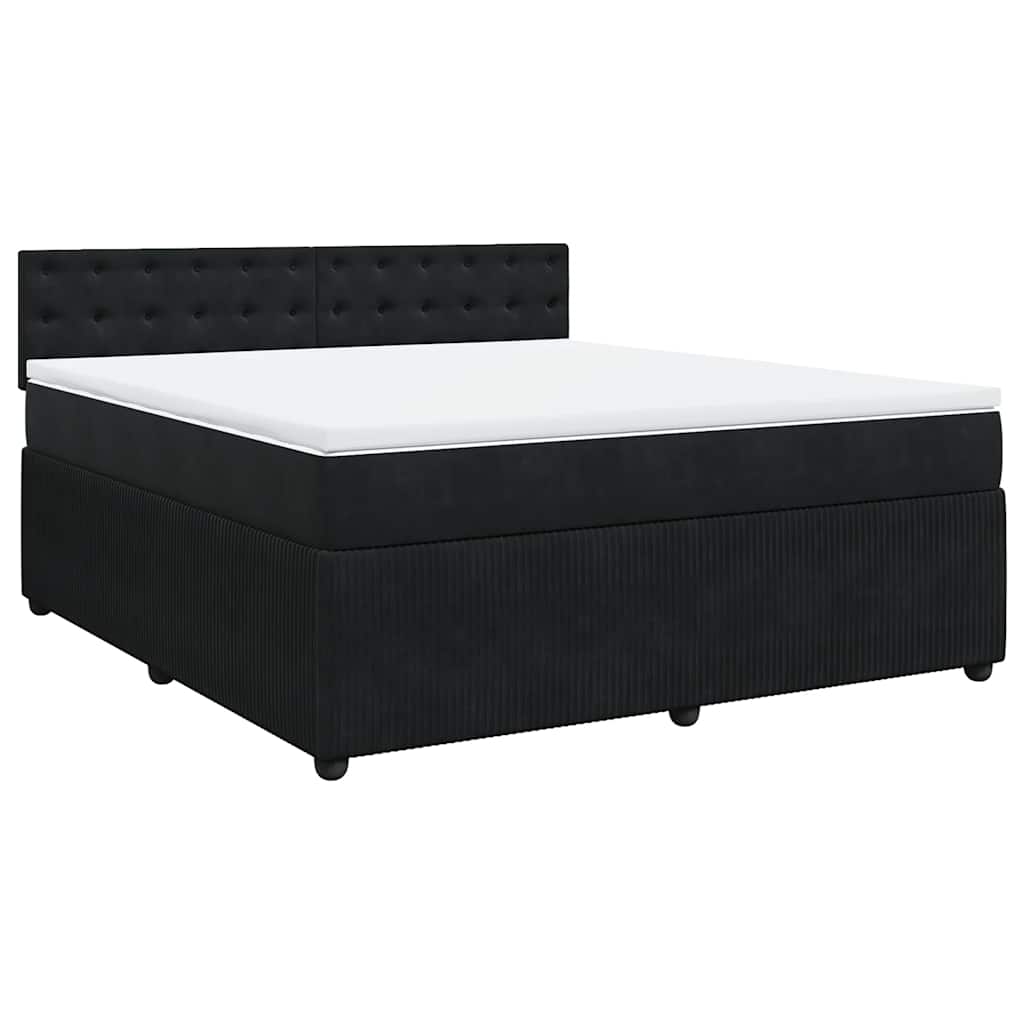 Giroletto a Molle con Materasso Nero 180x200 cm in Velluto