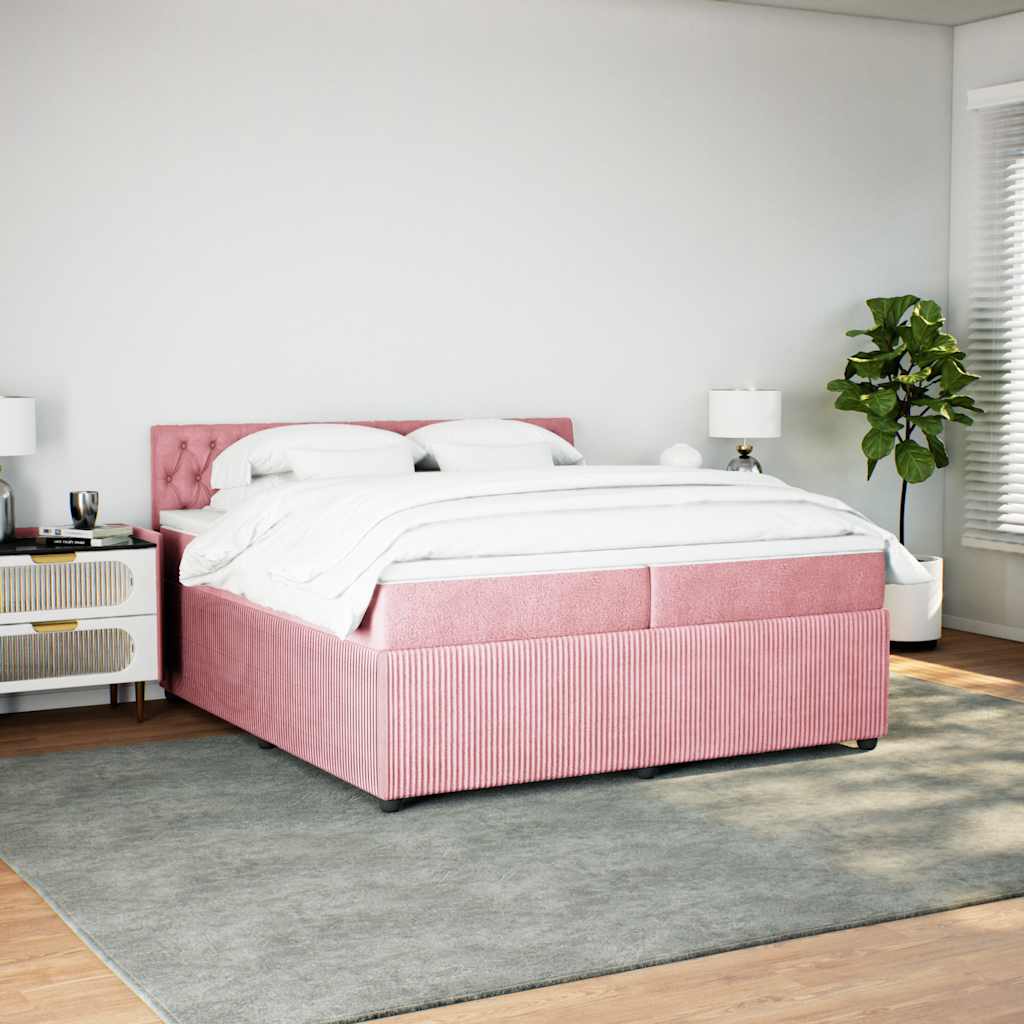 Giroletto a Molle con Materasso Rosa 200x200 cm in Velluto