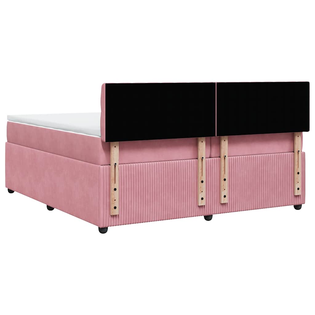 Giroletto a Molle con Materasso Rosa 200x200 cm in Velluto
